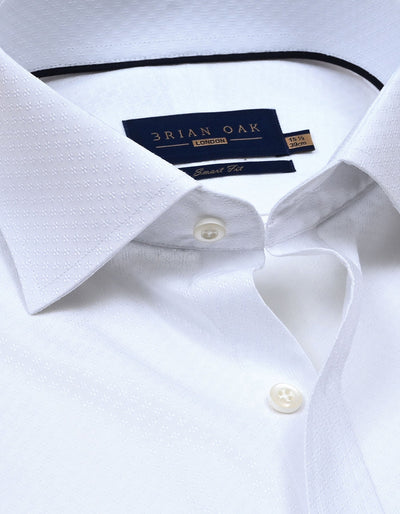 Self Textured White Smart Fit Dress Shirt