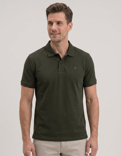 Olive Green Regular Fit Cotton Polo Shirt