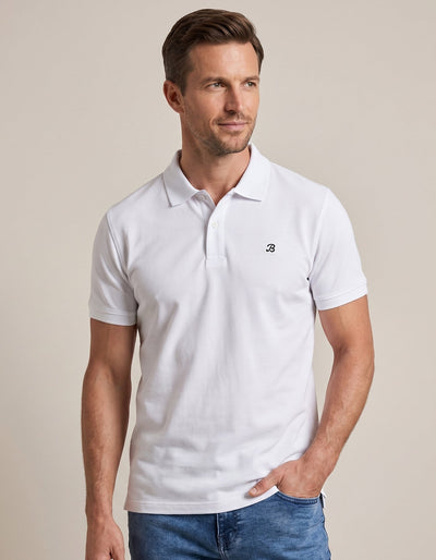 White Regular Fit Cotton Polo Shirt