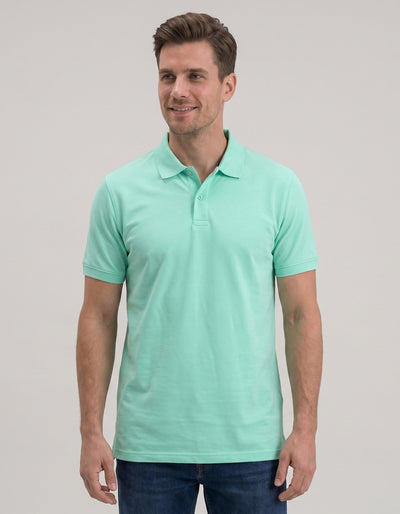 Aqua Tipped Pique Polo Shirt