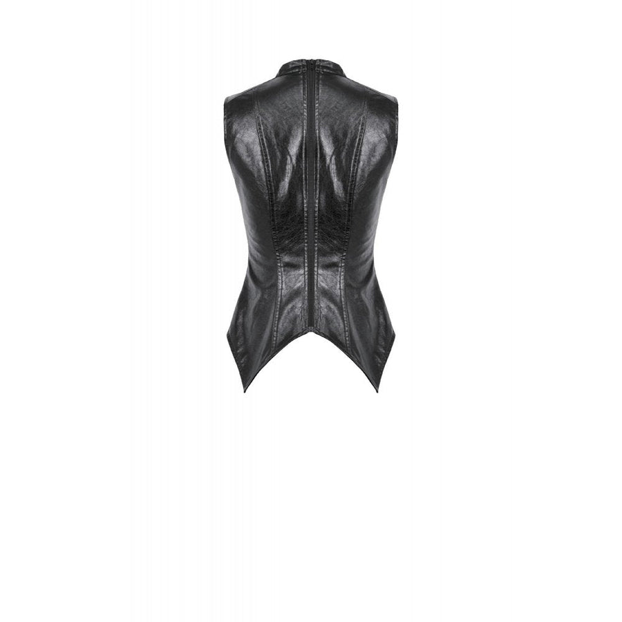 Dark in Love Punk Distressed Leather Lace-Up Top