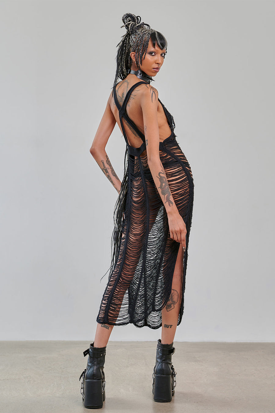 Banned Apparel Gothic Mesh Dress Sheer Distressed Black