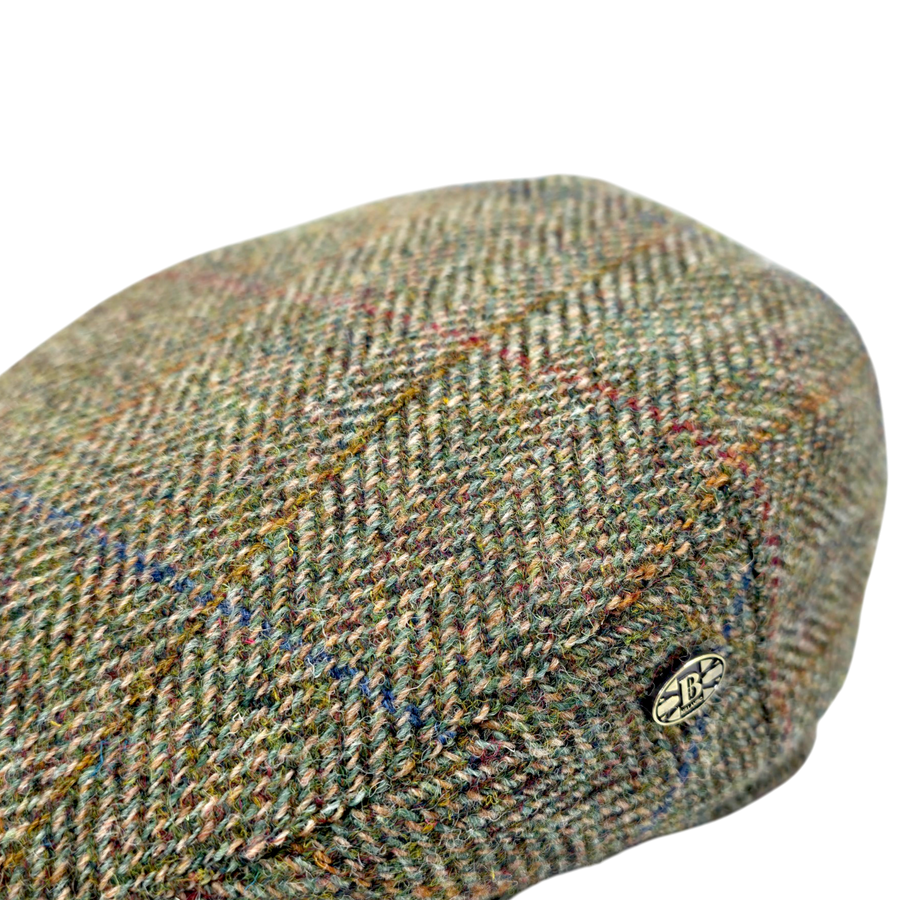 Berneray Harris Tweed Flat Cap – Green
