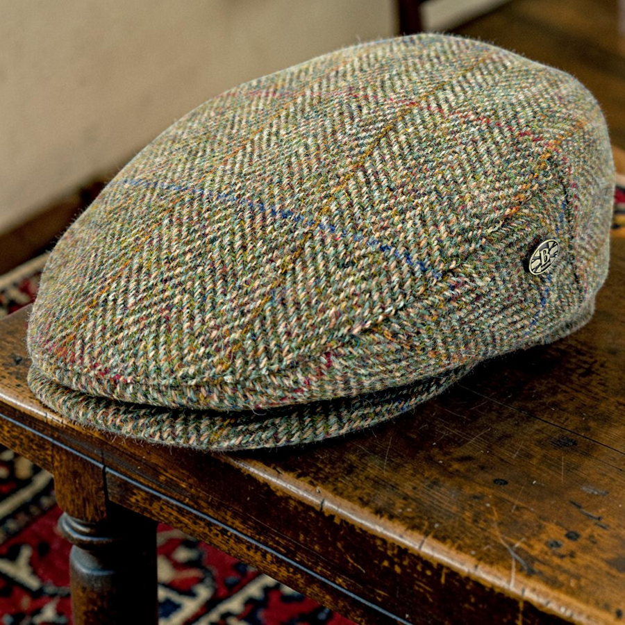Berneray Harris Tweed Flat Cap – Green