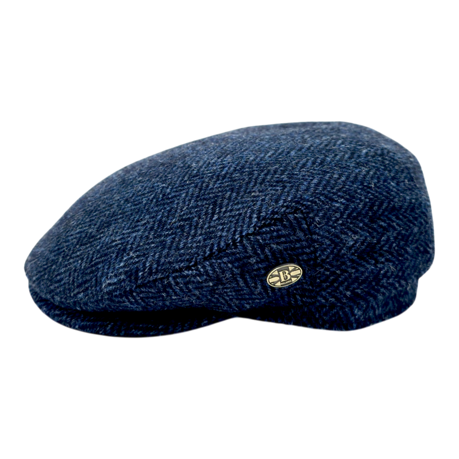 Harris Tweed Herringbone Flat Cap – Grey