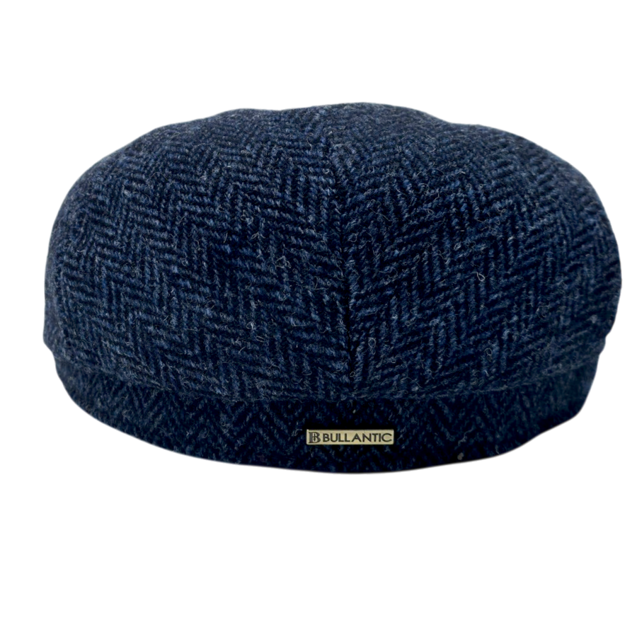 Harris Tweed Herringbone Flat Cap – Black