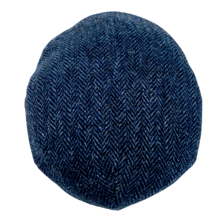Harris Tweed Herringbone Flat Cap – Navy