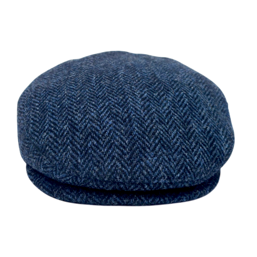 Harris Tweed Herringbone Flat Cap – Navy