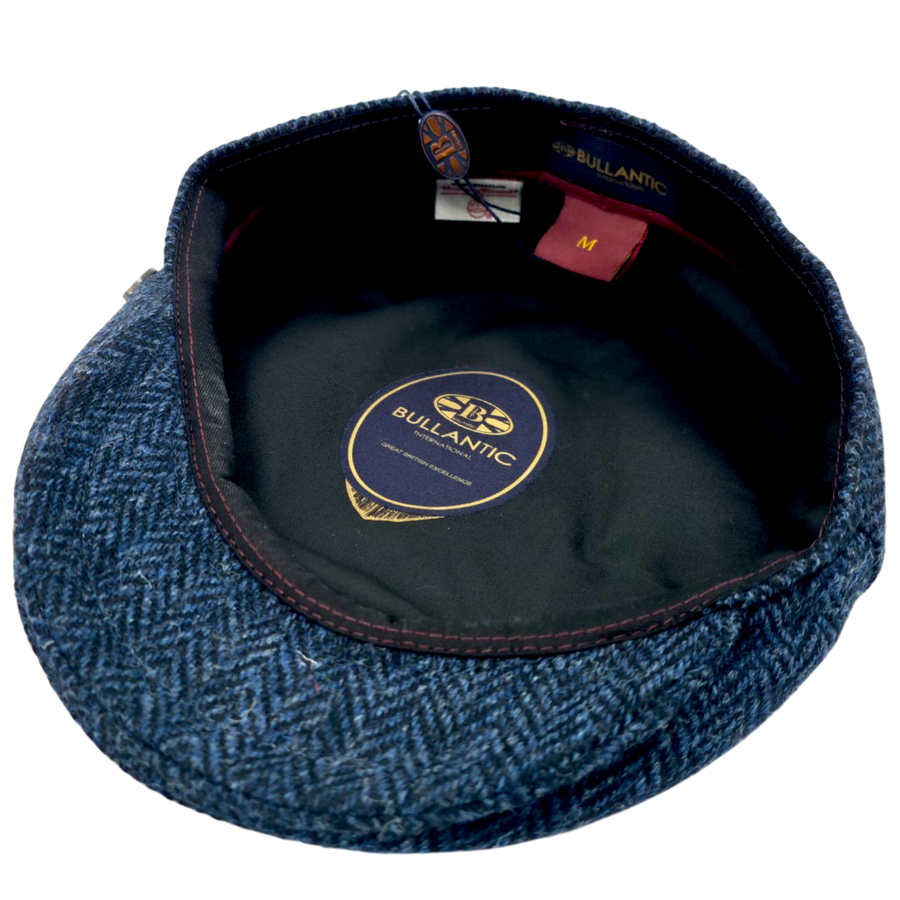 Harris Tweed Herringbone Flat Cap – Navy