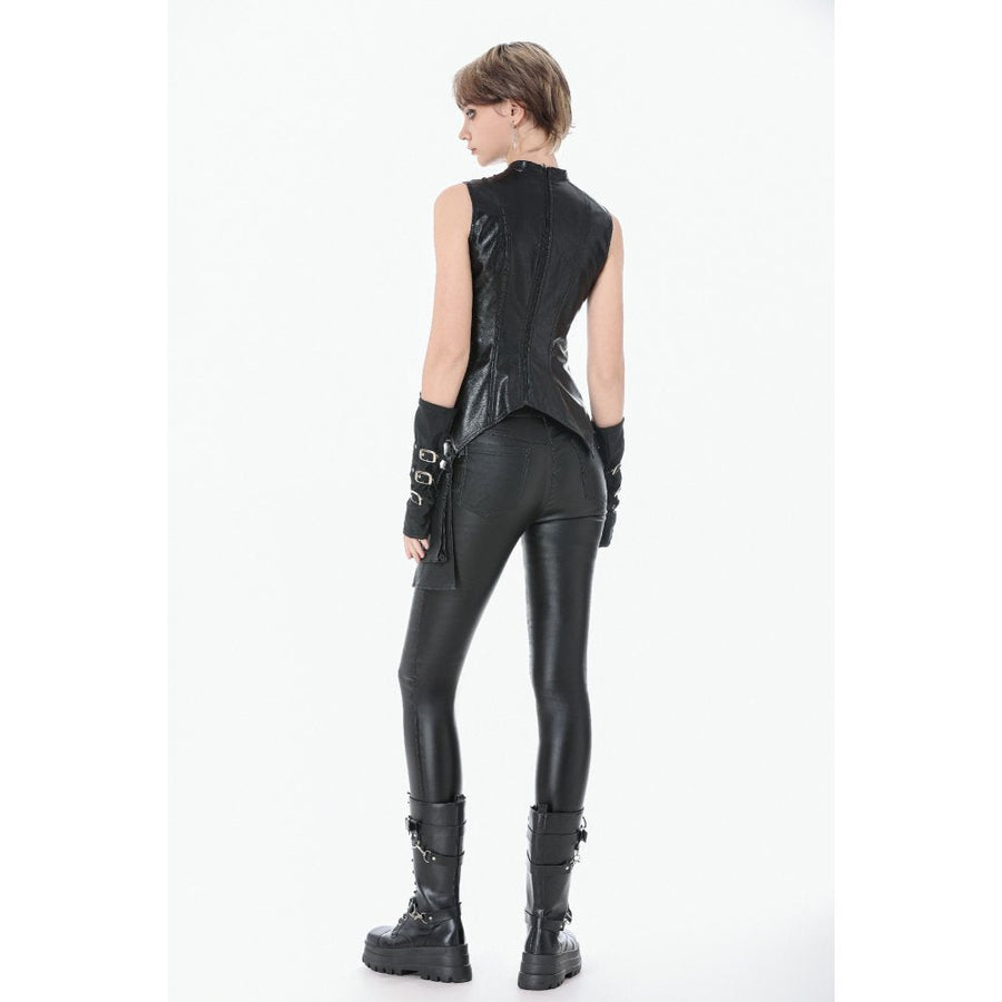 Dark in Love Punk Leather-Look Strap Detail Trousers