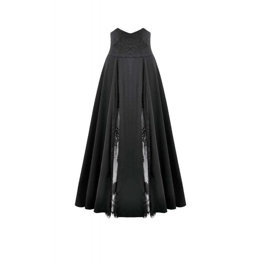Dark In Love Dalaria High Waist Gothic Long Skirt - Lace Inset Panel