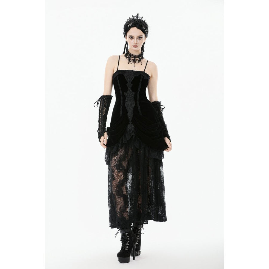 Dark in Love Vampiress Royal Velvet and Lace Maxi Dress