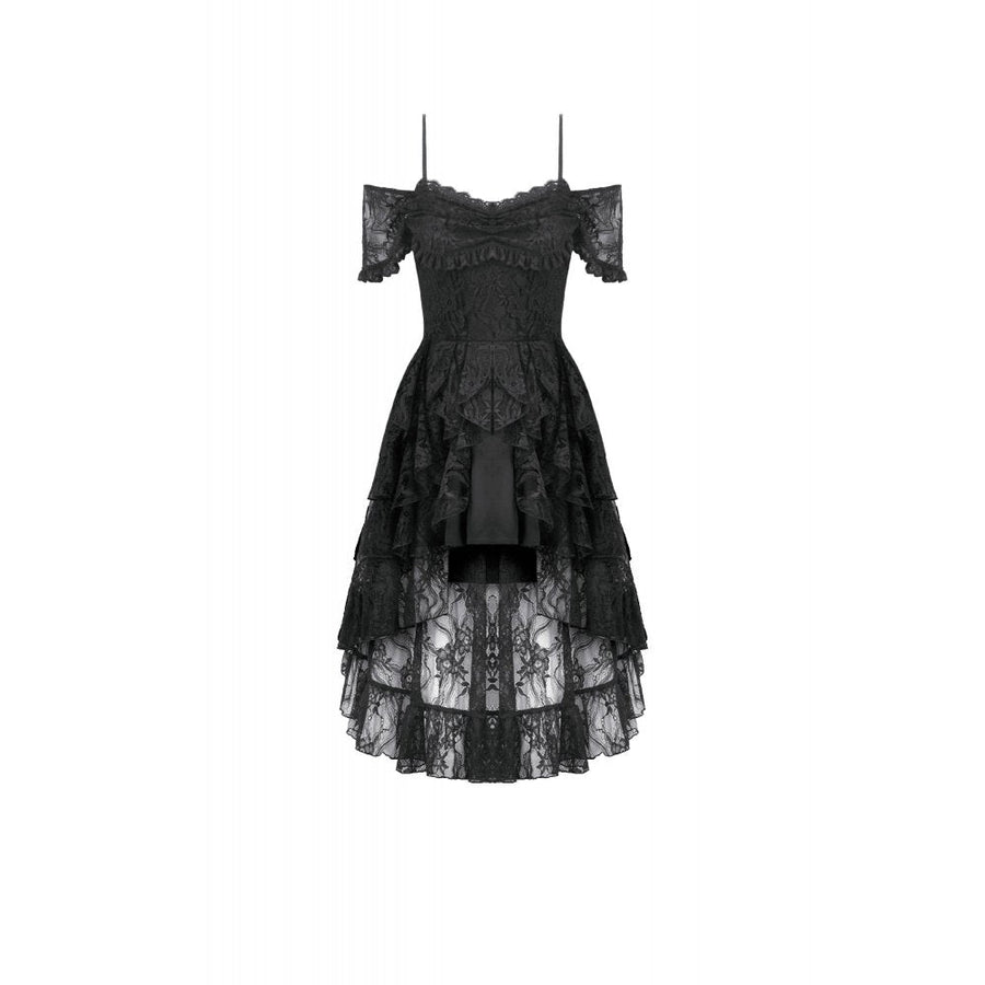 Dark in Love Romantic Gothic Lace Layered High-Low Dress