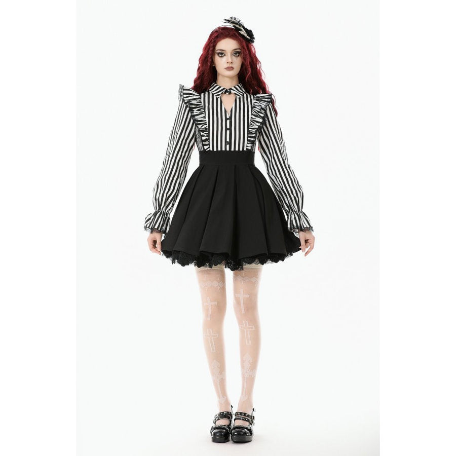 Dark in Love Striped Ruffle Gothic Lolita Dress