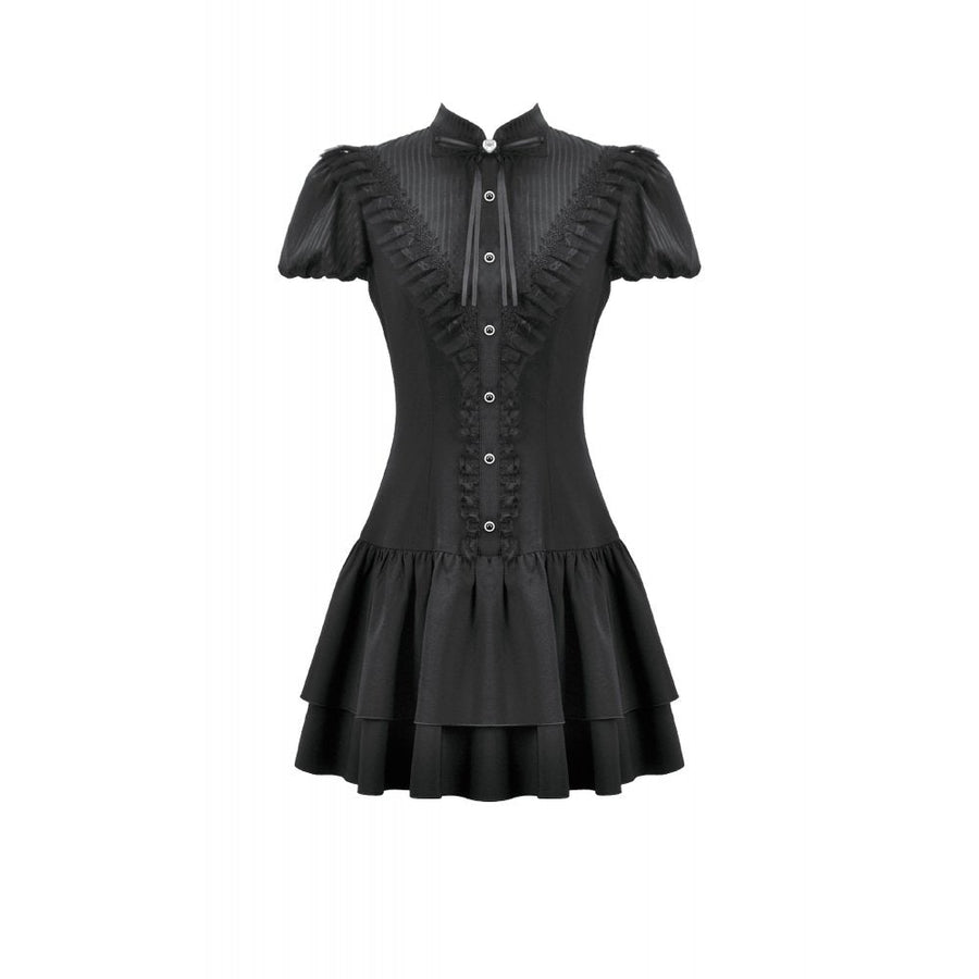 Dark in Love Lolita Bow-Trim Lace Dress