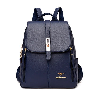 Luxury Women Leather Backpacks for Girls Sac a Dos Casual Daypack Black Vintage Backpack School Bags for Girls Mochila Rucksack