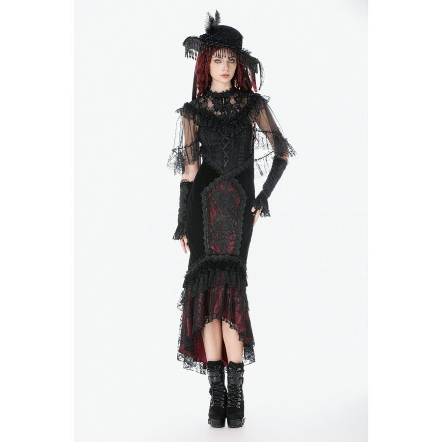 Dark in Love Gothic Elegant Velvet Mermaid Skirt