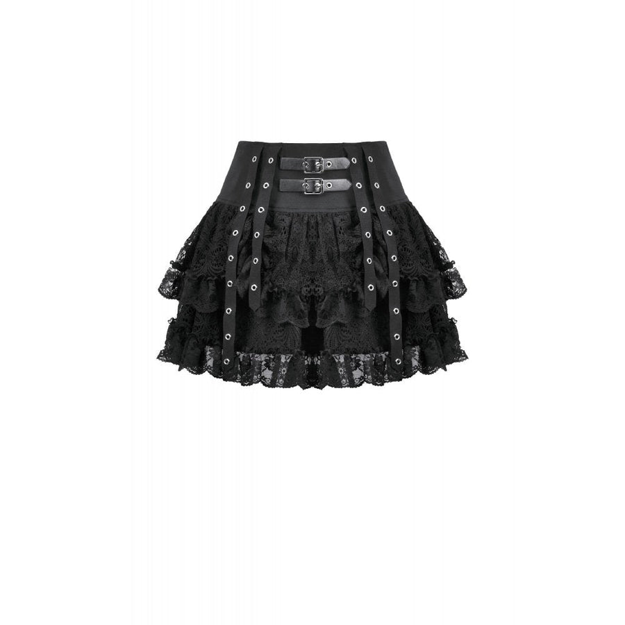 Dark in Love Punk Eyelet Lace Layered Mini Skirt