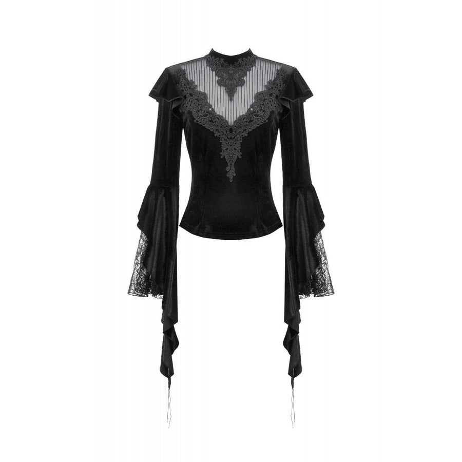 Dark in Love Gothic Velvet Lace High-Neck Top