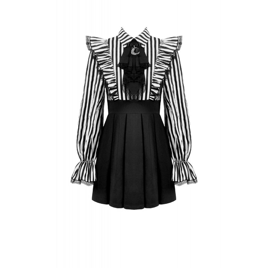Dark in Love Striped Ruffle Gothic Lolita Dress