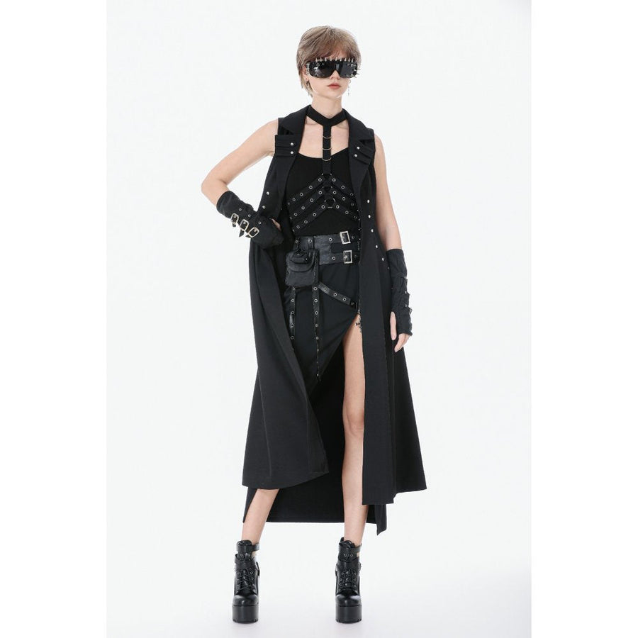 Dark in Love Collete Punk Sleeveless Long Fitted Coat