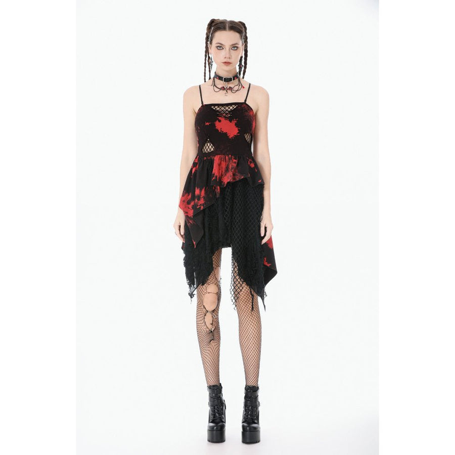 Dark in Love Red-Black Tie Dye Punk Dress