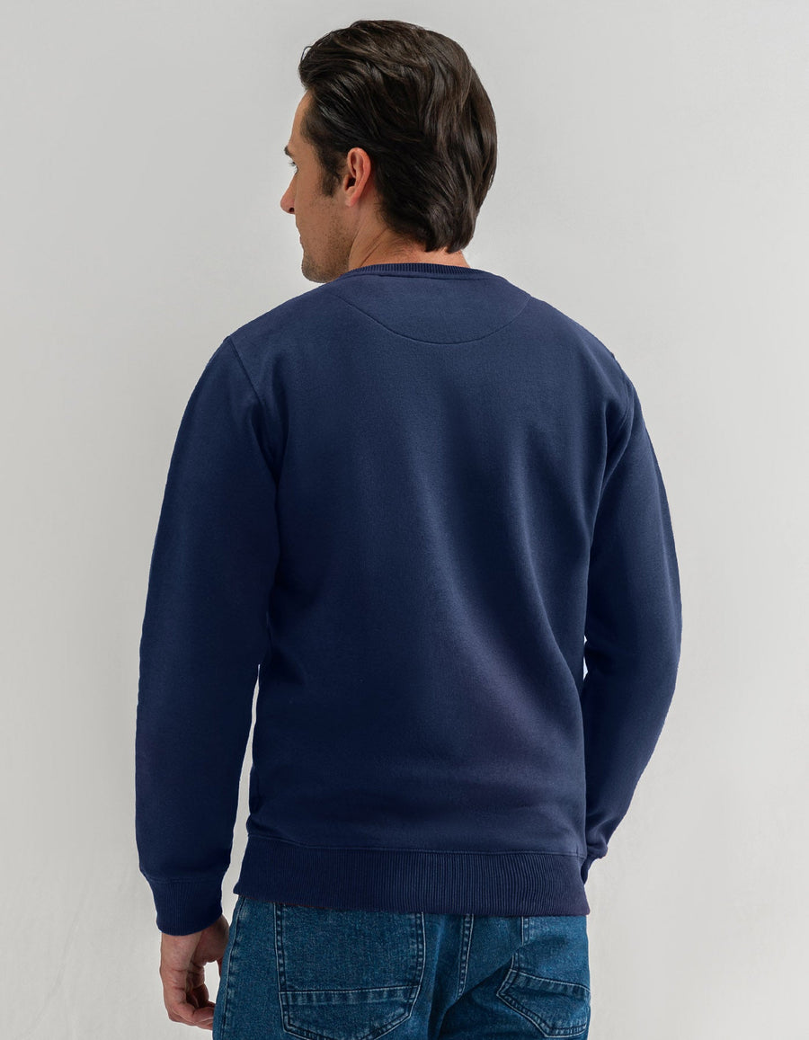 Navy Crew Neck Fleece Sweatshirt