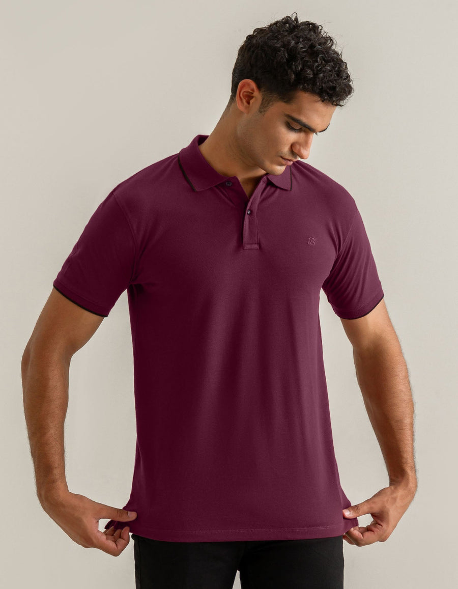 Regular Fit Maroon Cotton Polo Shirt