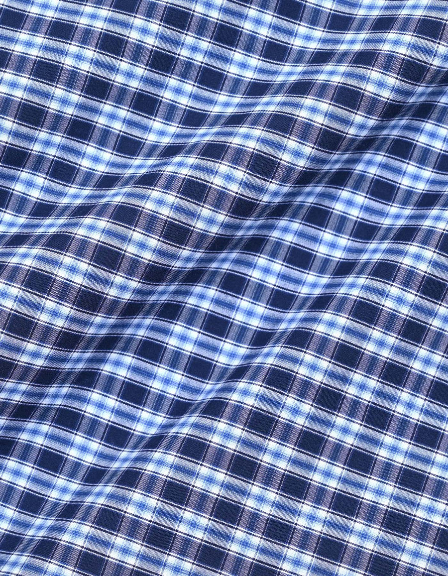 Navy Blue Casual Check Shirt