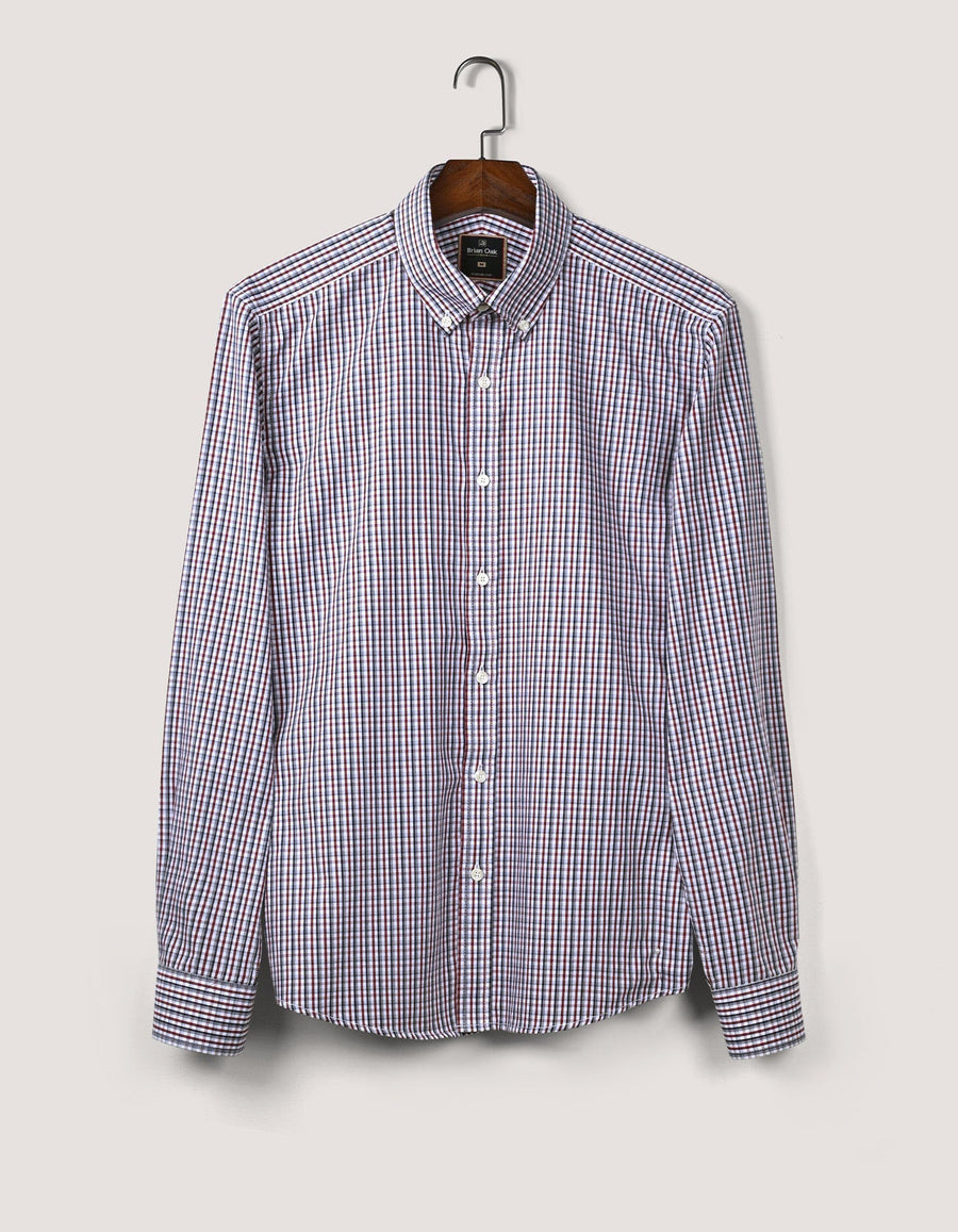 Casual Checkered Shirt - Dark Maroon