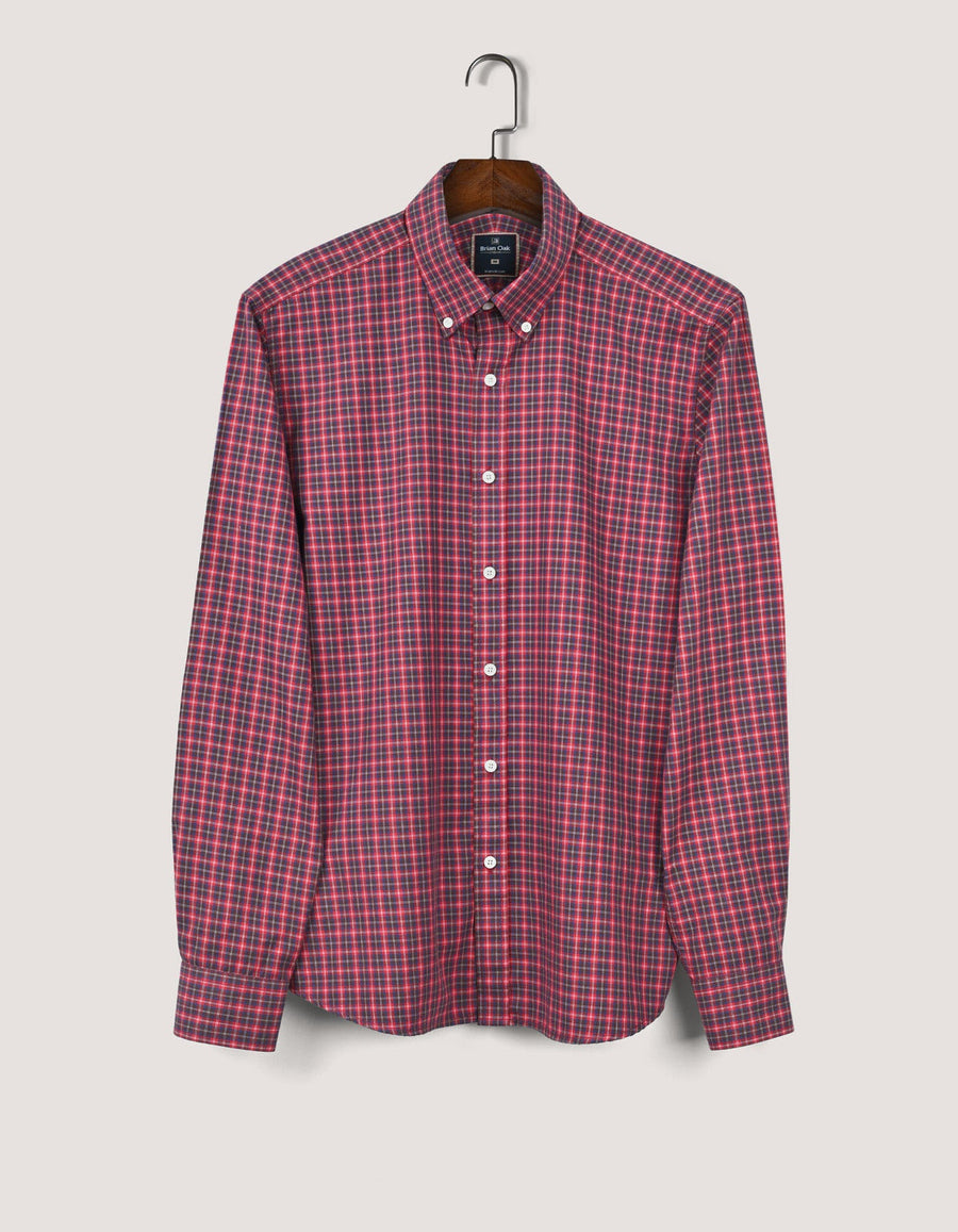 Easy Care Casual Red Check Shirt