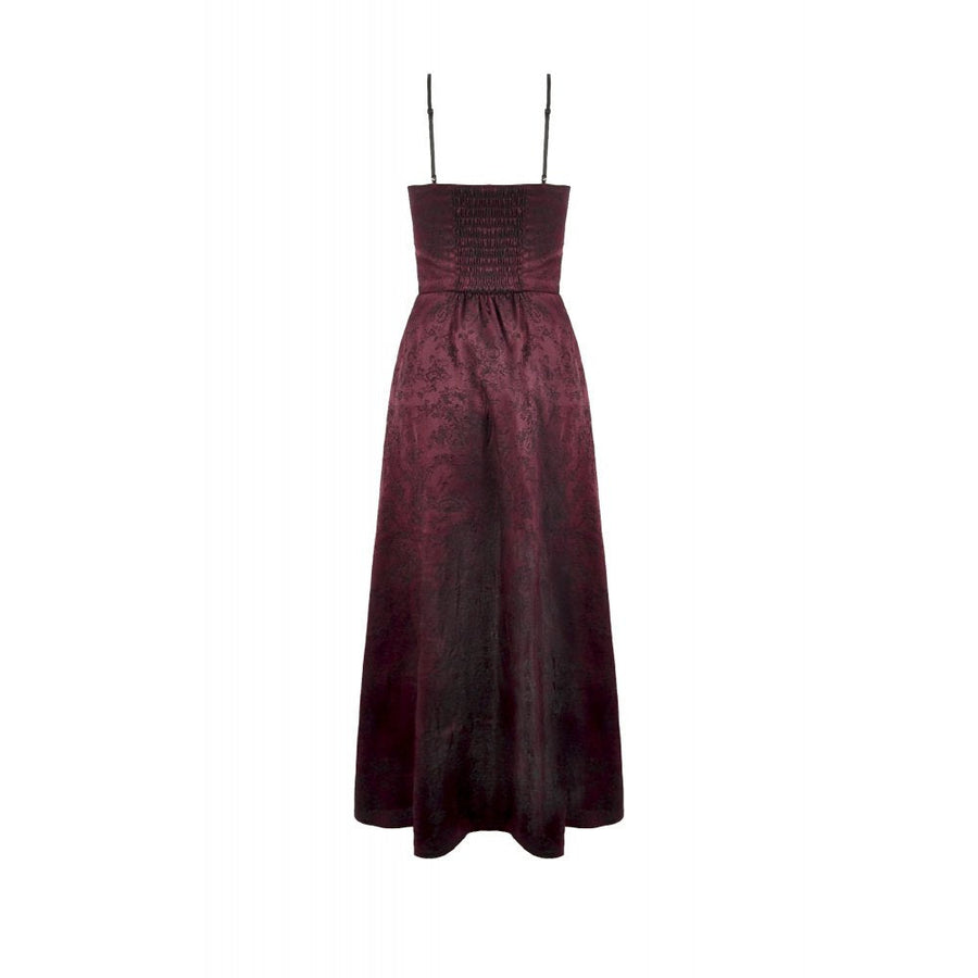 Dark in Love Belladonna Burgundy Brocade and Lace Dress