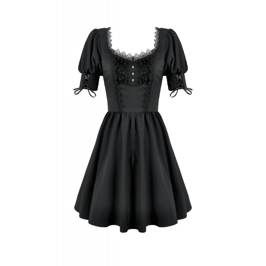 Dark in Love Gothic Lace Square-Neck Puff Sleeve Dress