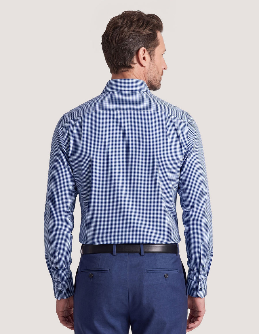 Navy Checkered Dress Shirt