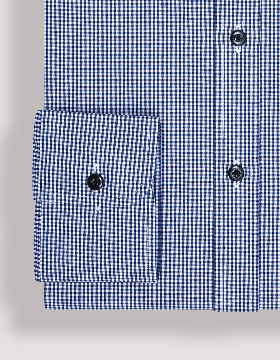 Navy Checkered Dress Shirt