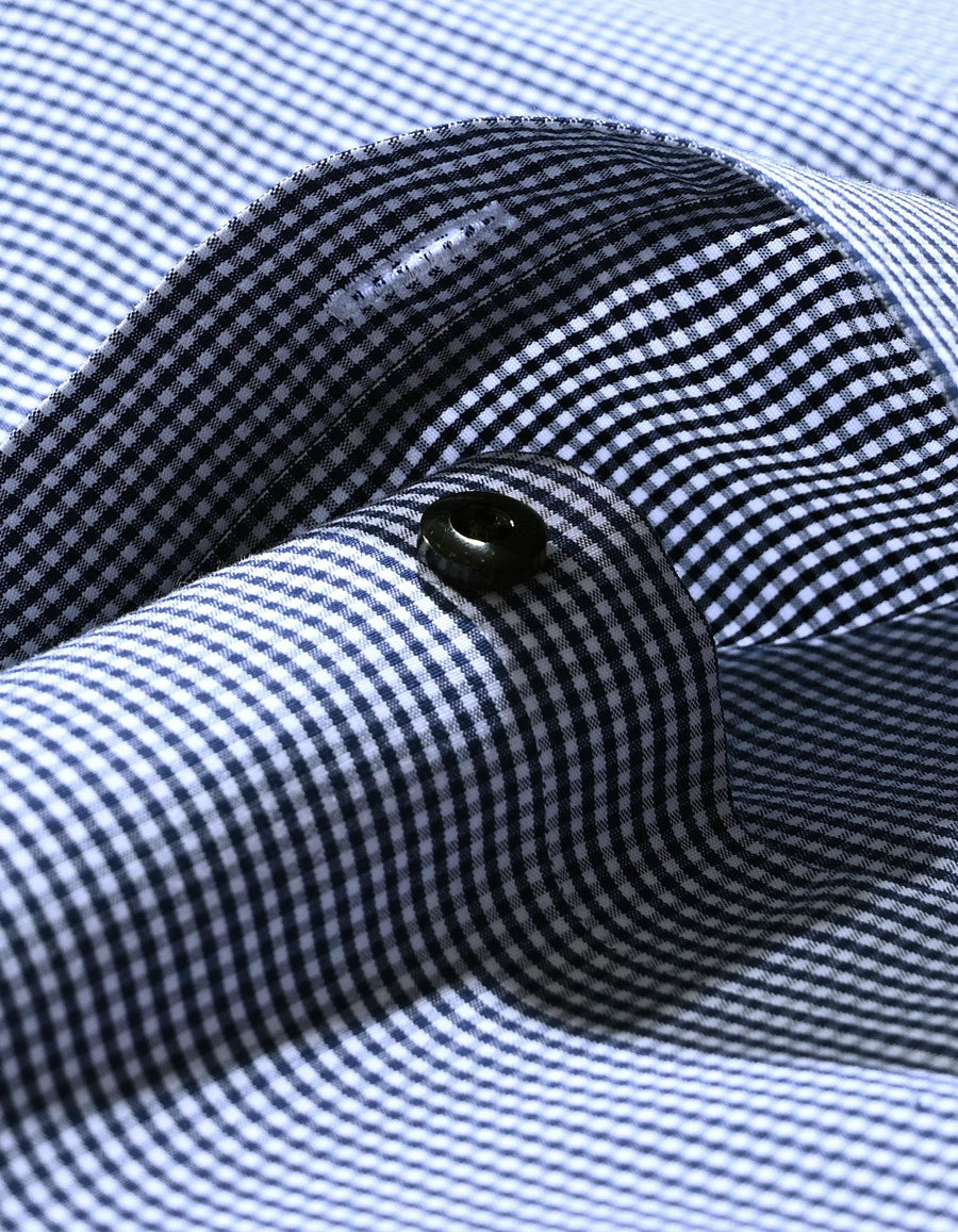 Navy Checkered Dress Shirt