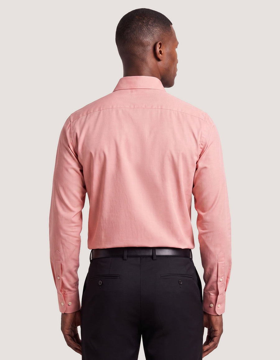 Coral Pink Checkered Formal Shirt