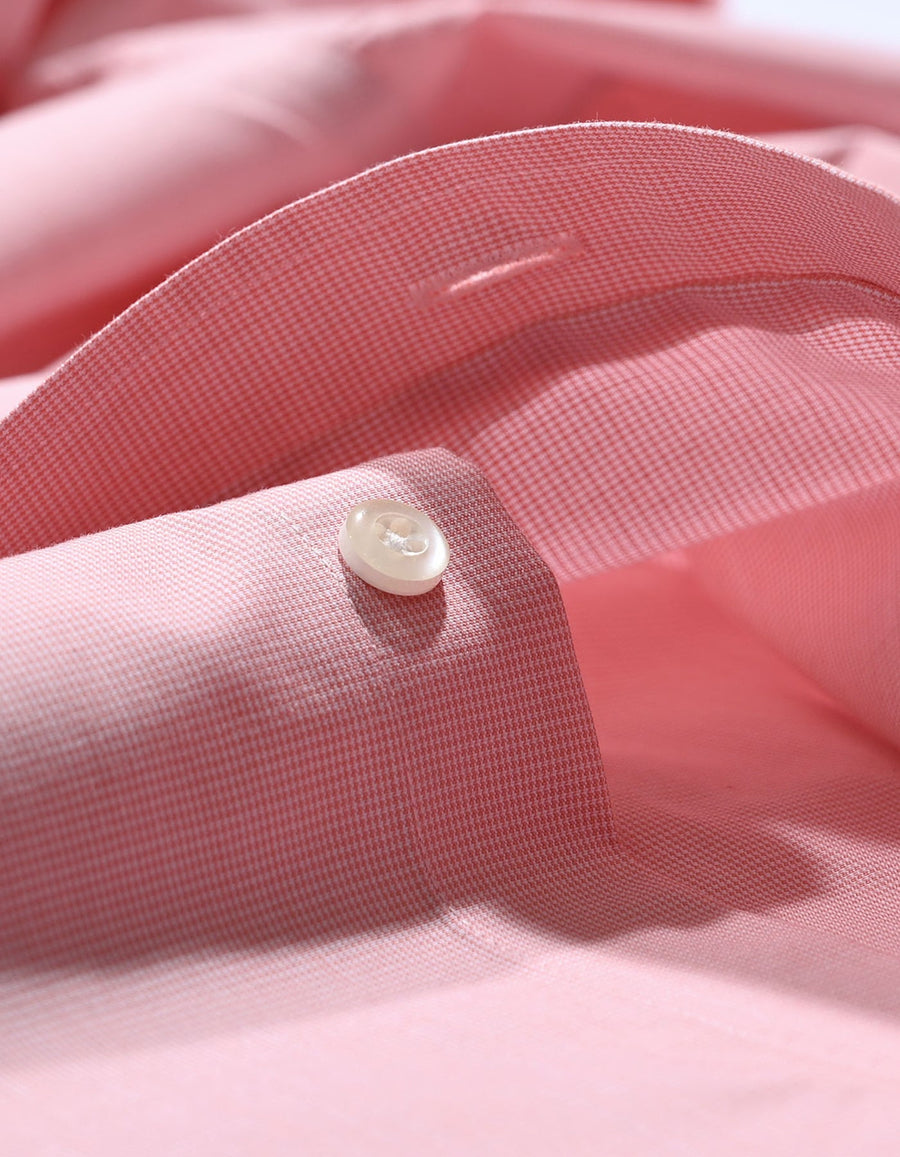 Coral Pink Checkered Formal Shirt