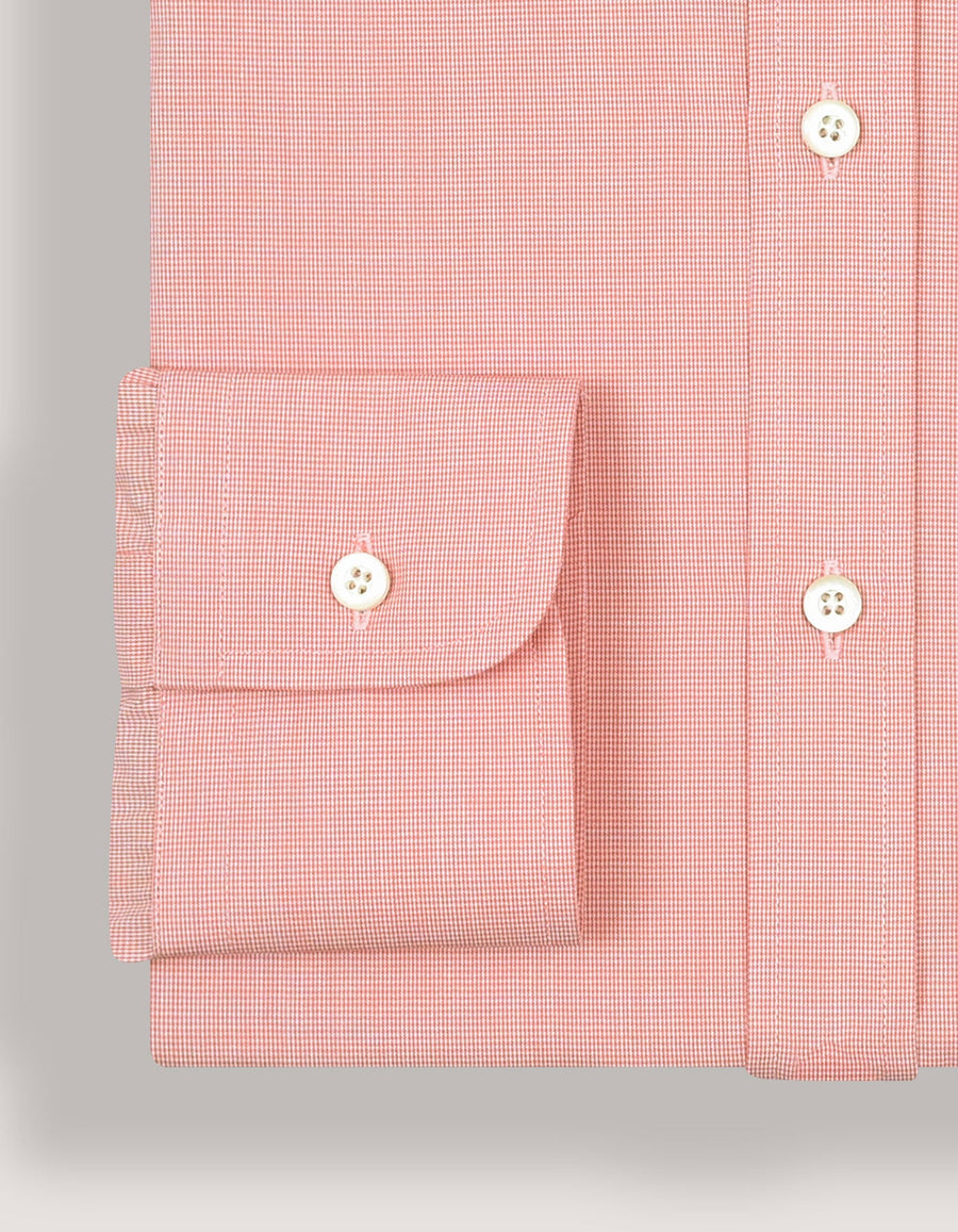 Coral Pink Checkered Formal Shirt