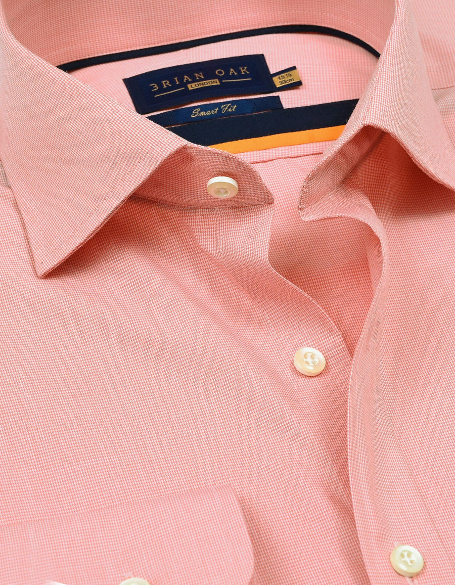 Coral Pink Checkered Formal Shirt