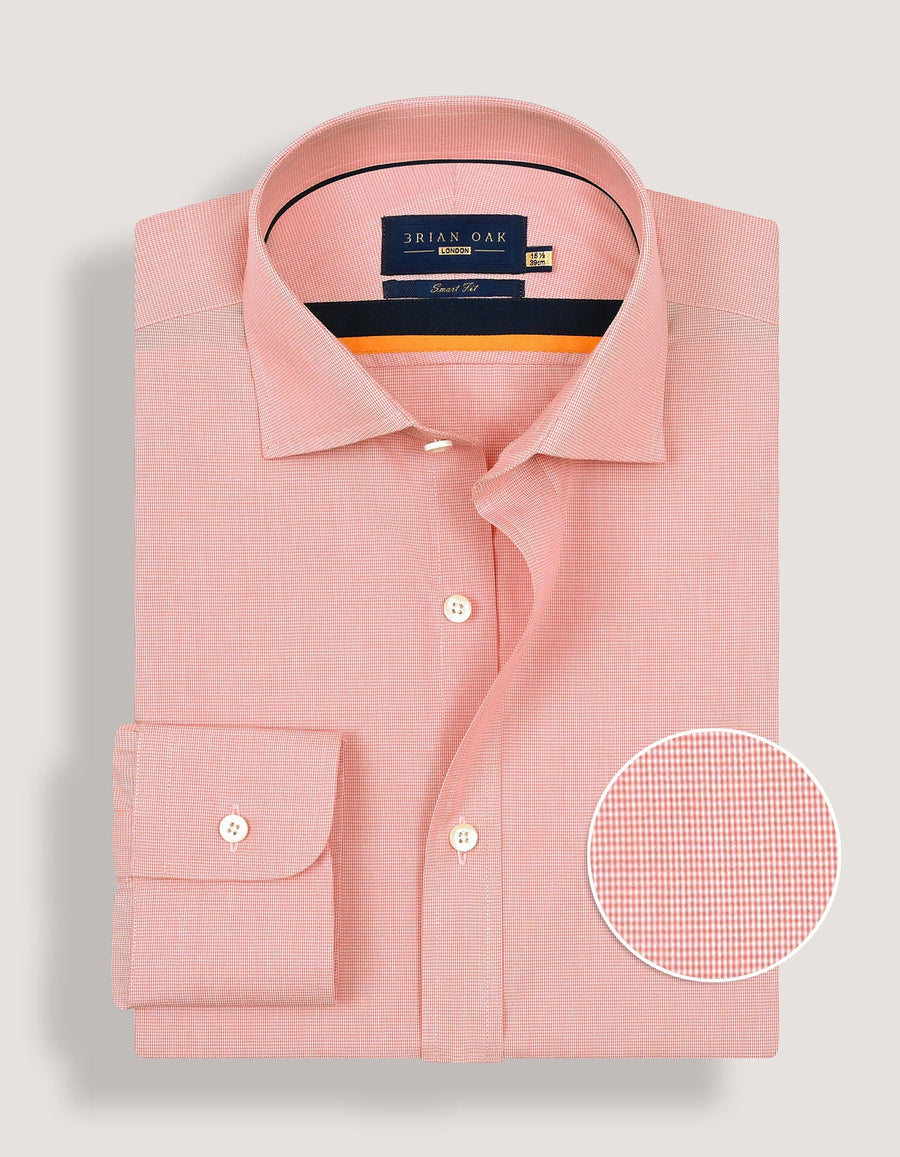 Coral Pink Checkered Formal Shirt