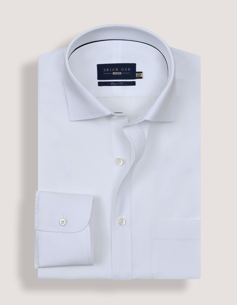 White Self Textured Smart Shirt