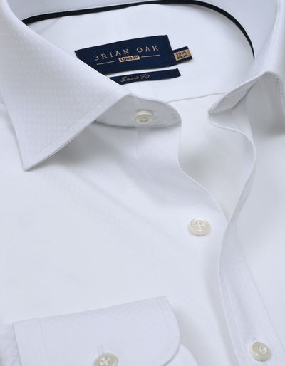 White Self Textured Smart Shirt
