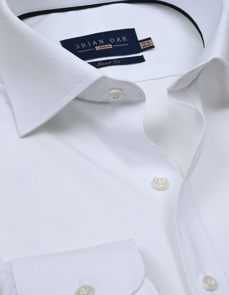White Self Textured Smart Shirt