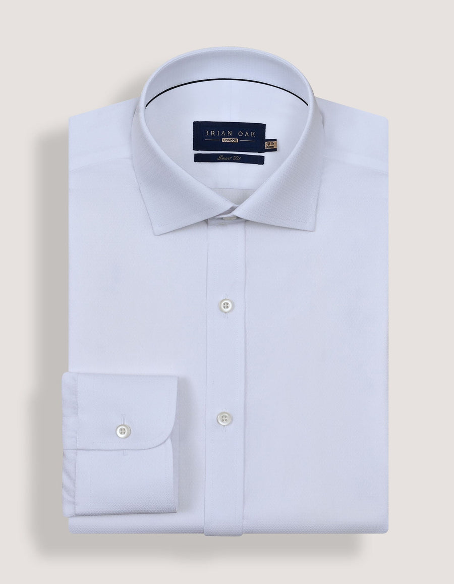 Geometric Self Textured White Shirt