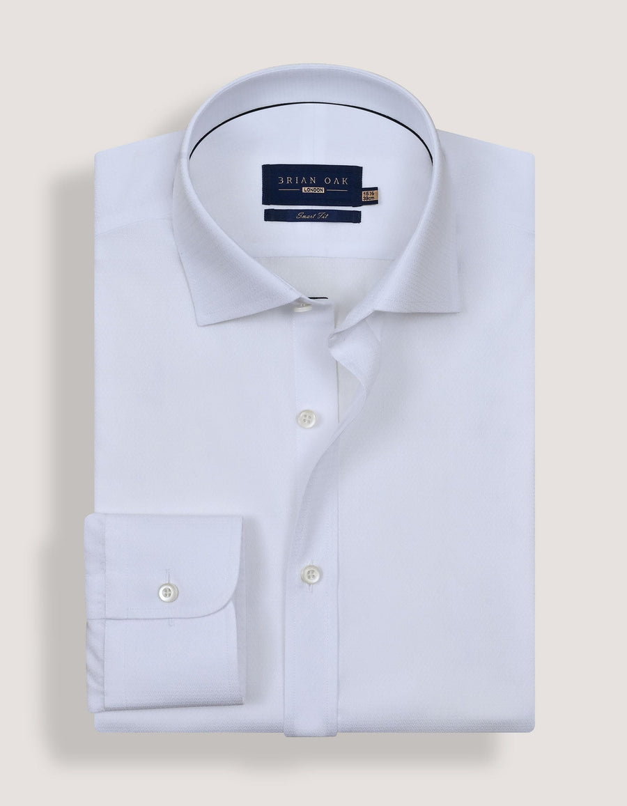 Geometric Self Textured White Shirt