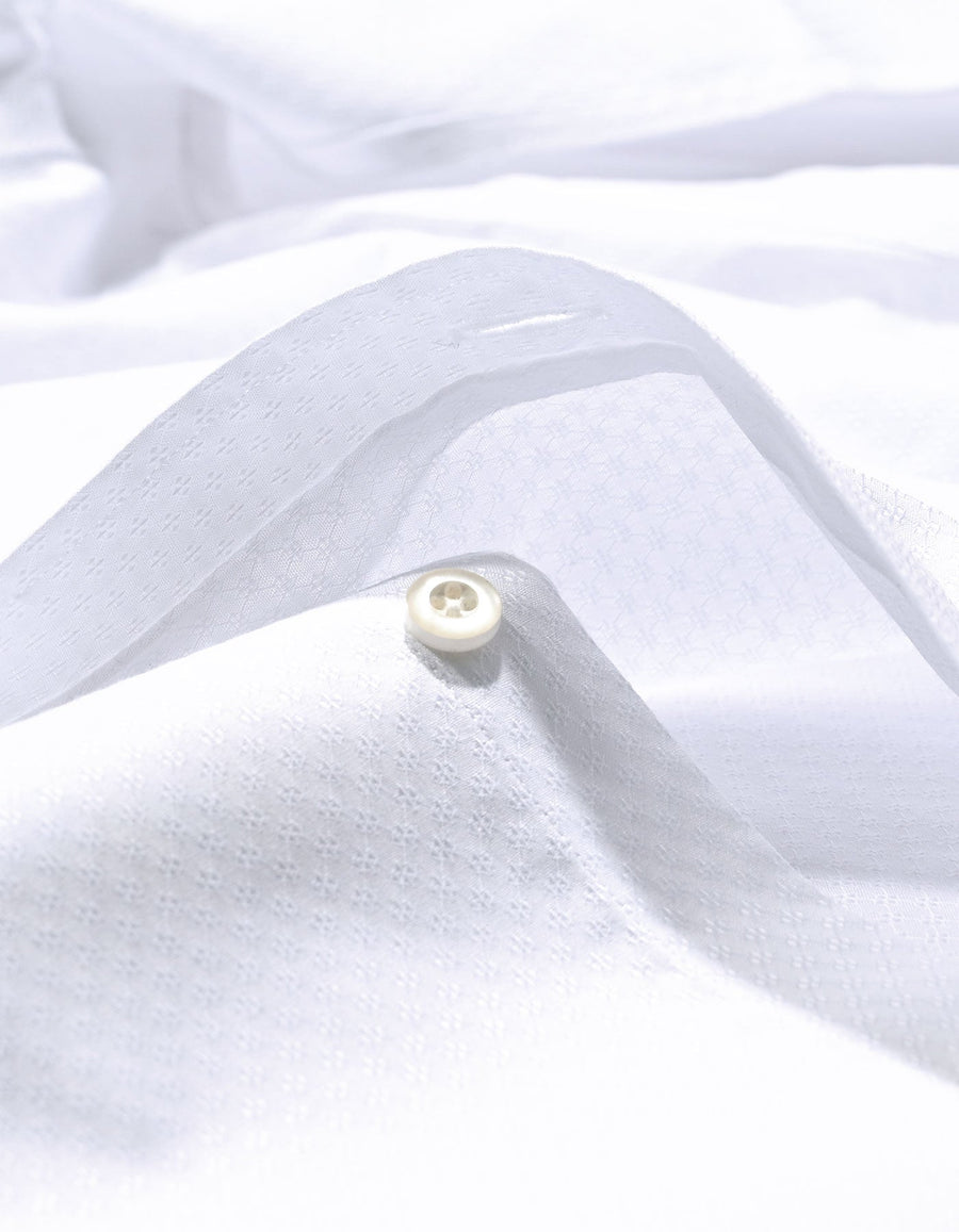 Self Textured White Smart Fit Dress Shirt