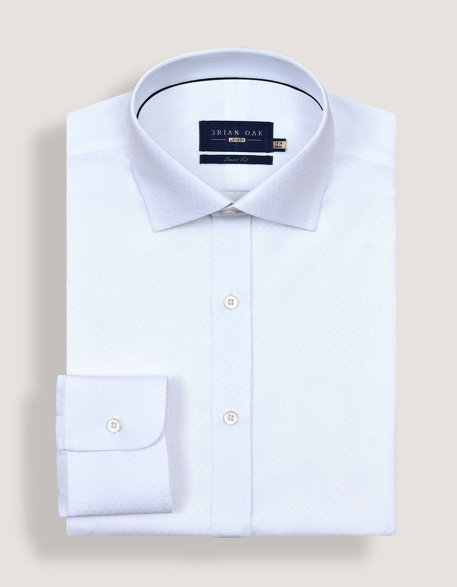 Self Textured White Smart Fit Dress Shirt