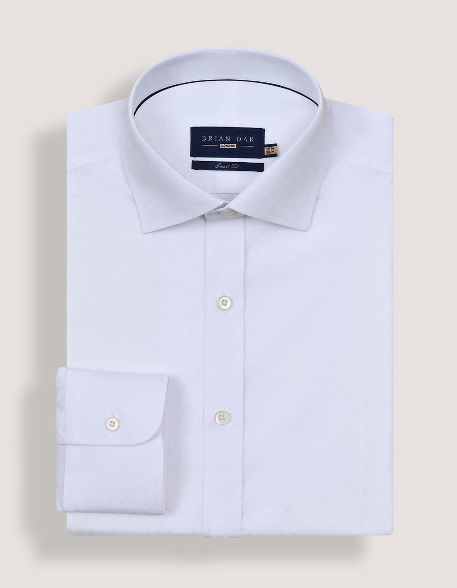 White Floral Textured Smart Fit Shirt
