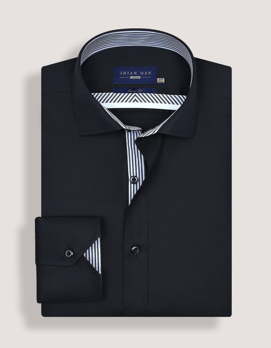 Easy Care Black Satin Designer Shirt